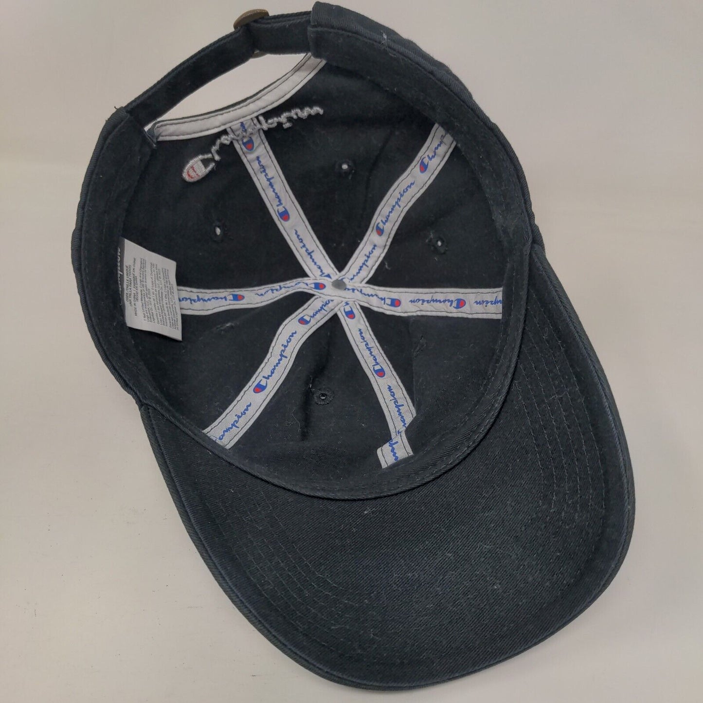 Champion C Logo Slideback Hat Solid Black OSFA Adjustable Embroidered