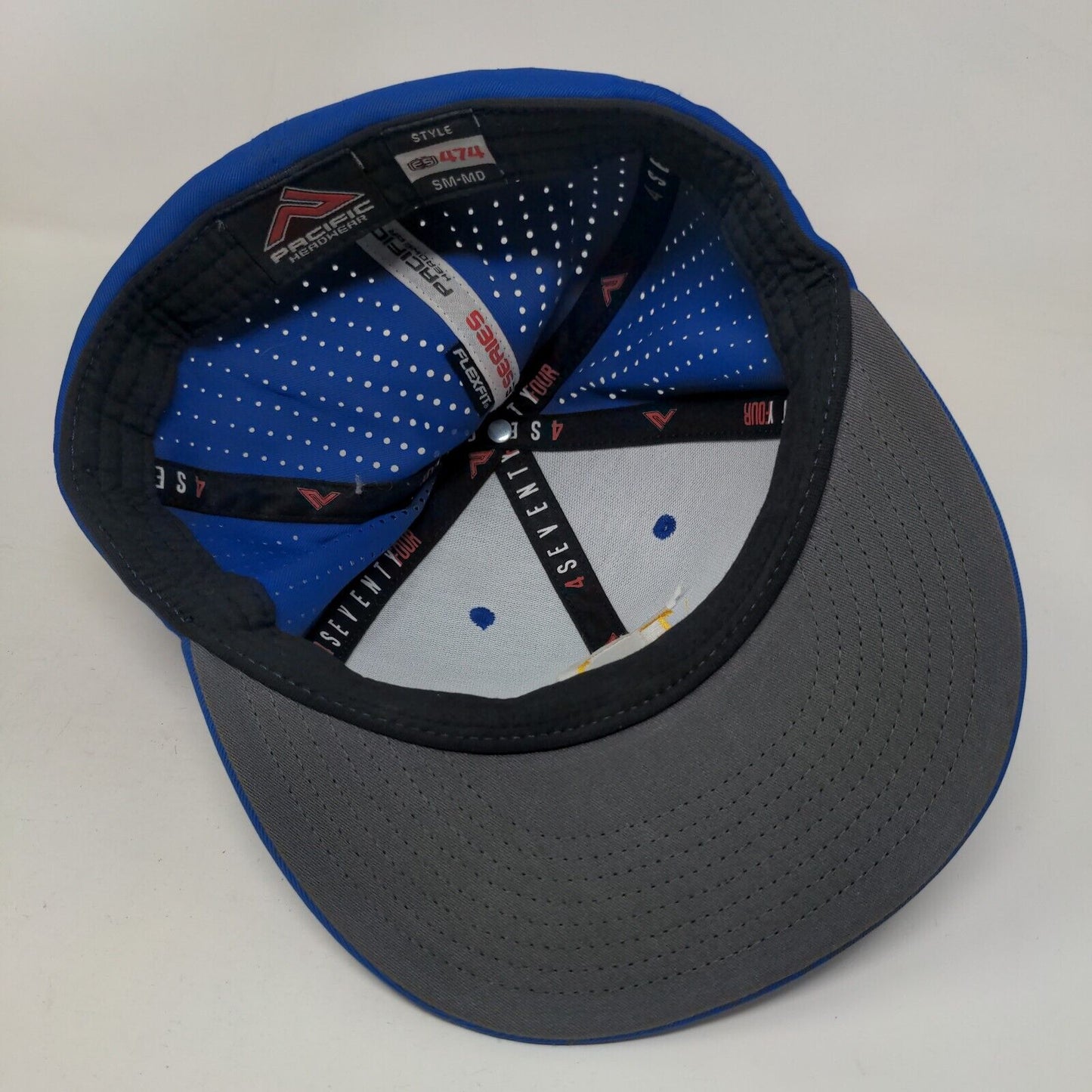 R Logo Fitted Hat Blue S-M Embroidered Lightweight Breathable Pacific Headwear