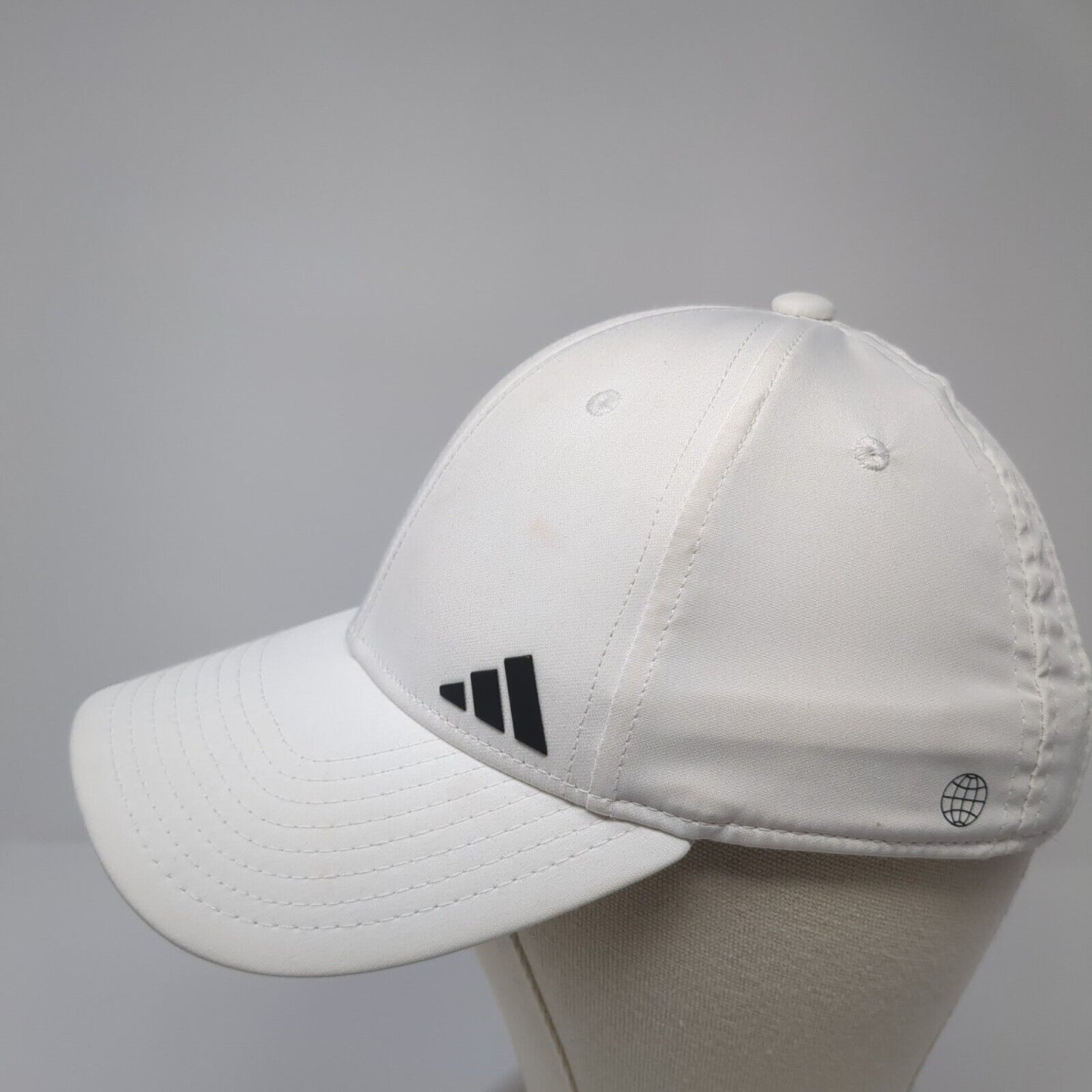 Adidas 3 Stripes Strapback Hat White One Size Solid Stretch Ponytail