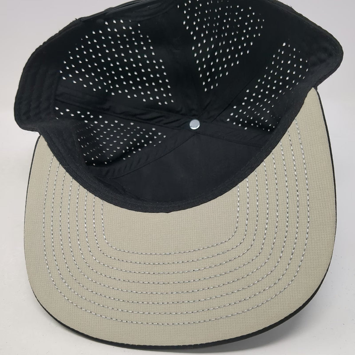 Lucetta CI Trucker Hat Black One Size Perforated Snapback Flat Brim Breathable