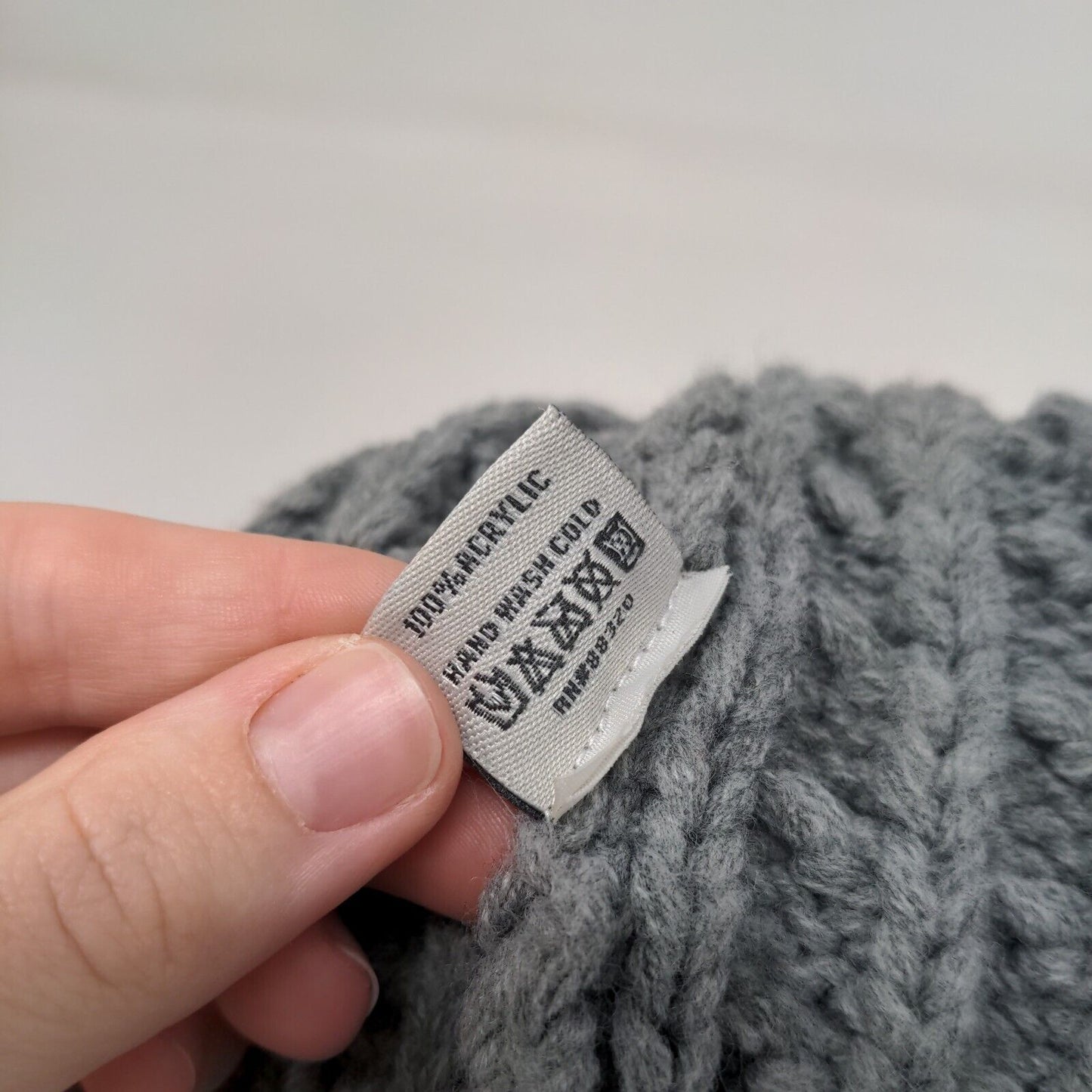 C.C Exclusives Kids Beanie Hat Gray One Size Knitted Stretch Pom Pom Acrylic