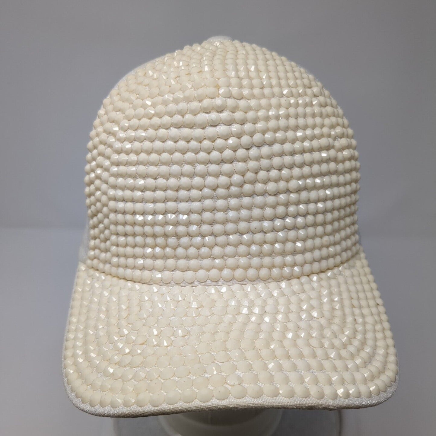 Jovie Snapback Hat White One Size Adjustable Rhinestone Bling Shiny