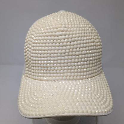 Jovie Snapback Hat White One Size Adjustable Rhinestone Bling Shiny