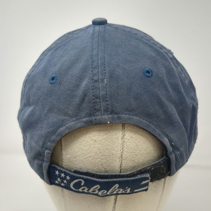 Cabela's Blue Baseball Cap One Size Embroidered Patch USA Flag Strapback Hat