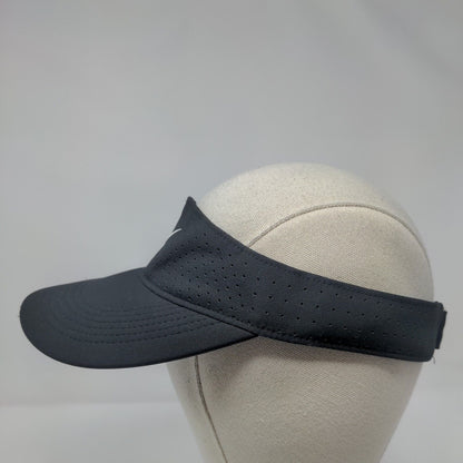 Nike Strapback Sun Visor Hat Black OSFA Adjustable Swoosh Just Do It Dri-Fit
