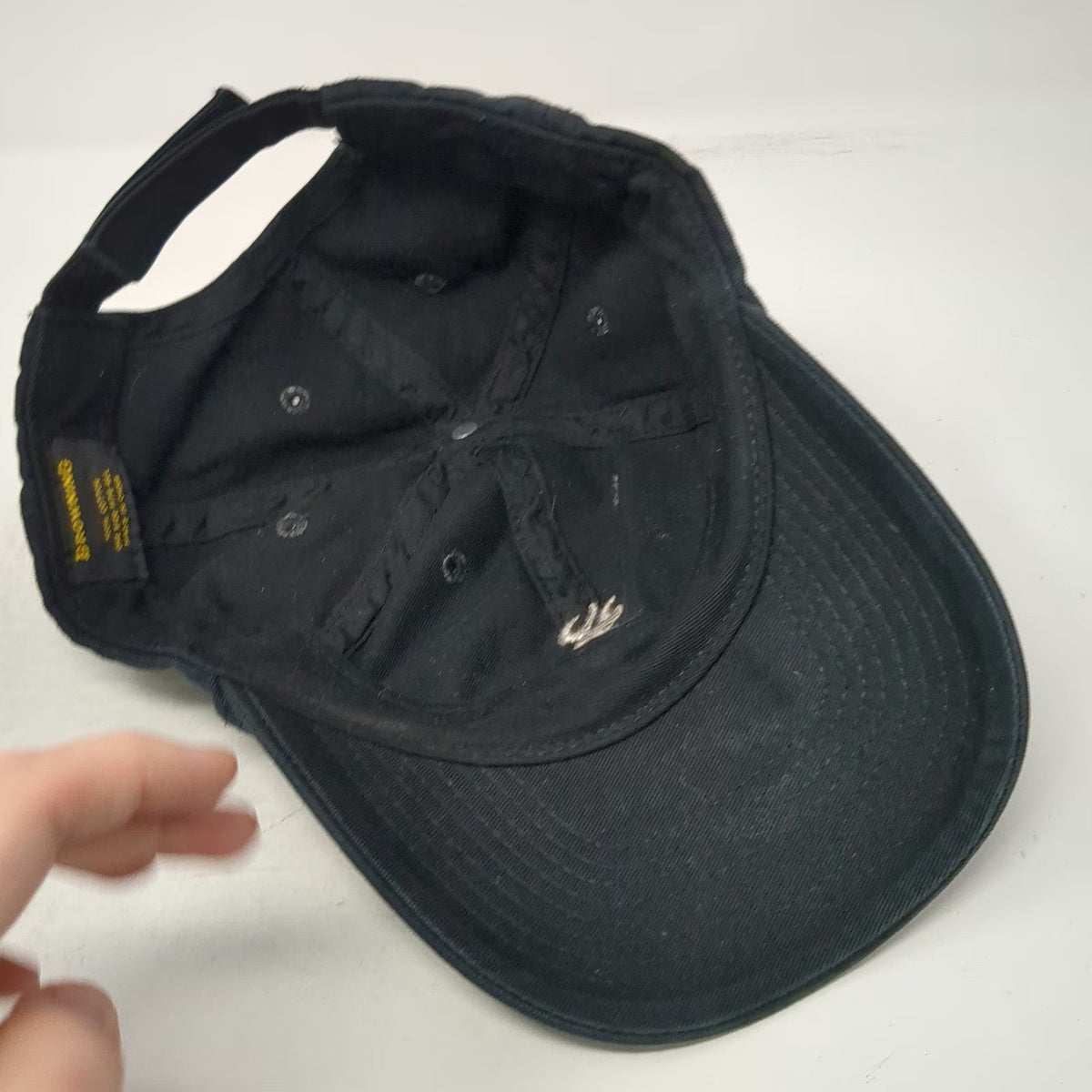 Browning Baseball Cap Black One Size Buckmark Logo Cotton Strapback Hunting Hat