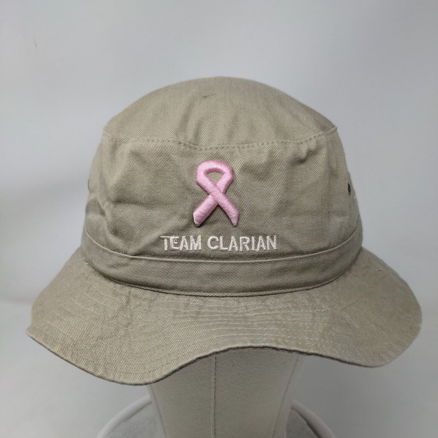 Team Clarian Race For The Cure 2001 Fisherman Bucket Hat Tan OS Embroidered