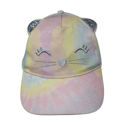 Cat Face Ears Kids Strapback Hat Ponytail Multi OSFA Tie Dye Ponyflo
