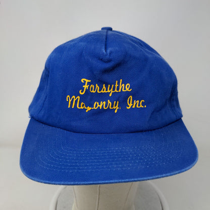 Forsythe Masonry Inc. Snapback Hat Blue OSFA Adjustable Vent Holes