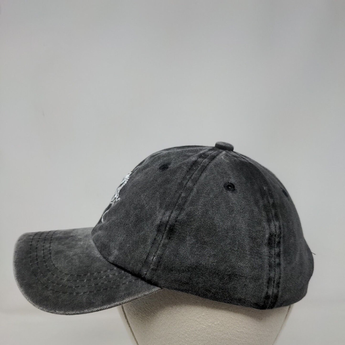 Skull Dinosaur Slideback Hat Gray OSFA Adjustable Vented Holes 6 Panel Waldeal