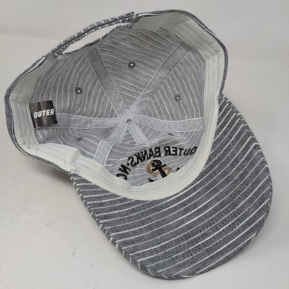 Outer Banks Men's Strapback Hat Gray Striped Embroidered Anchor Logo