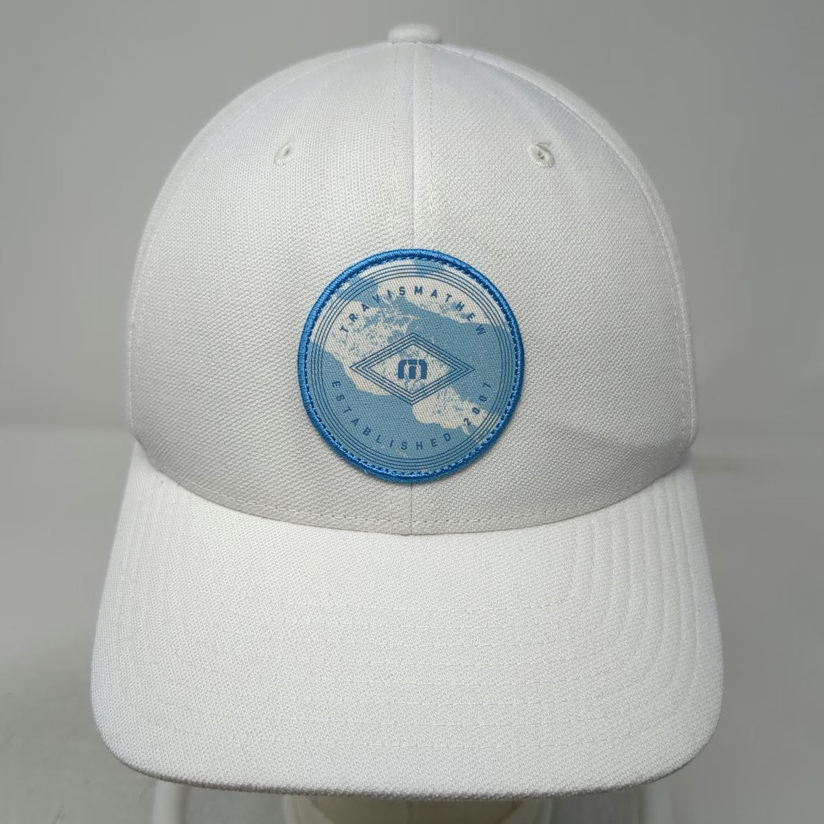 TravisMathew Snapback Hat White One Size Golf Logo Patch Adjustable Structured