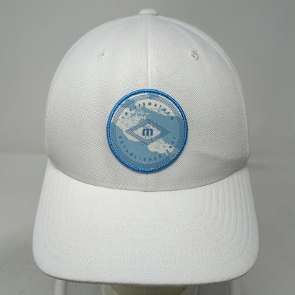 TravisMathew Snapback Hat White One Size Golf Logo Patch Adjustable Structured