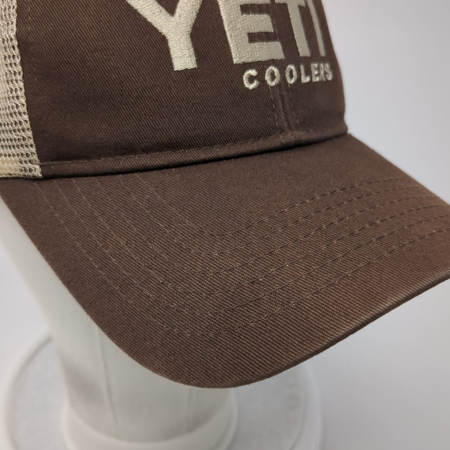 Yeti Coolers Snapback Trucker Hat Brown OS Adjustable Embroidered Mesh Back