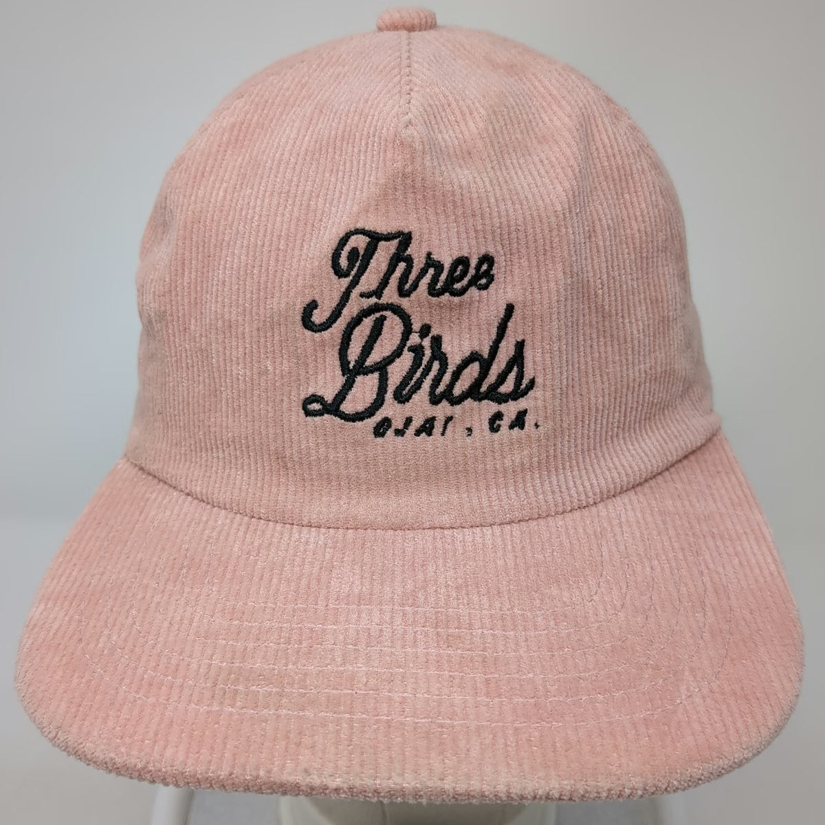 Academy Fits 5 Panel Pink One Size Hat Three Birds Ojai CA Corduroy Strapback