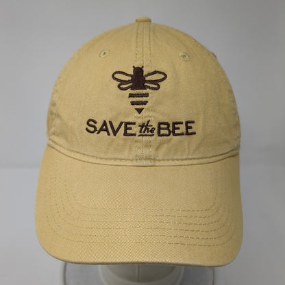 Save The Bee Slideback Hat Tan One Size Adjustable Embroidered 6 Panel Cotton