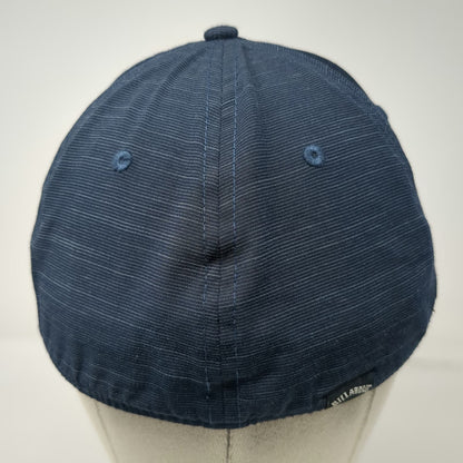 Billabong Baseball Cap Blue XL Fitted Textured Wave Logo Rubber Patch Flexfit
