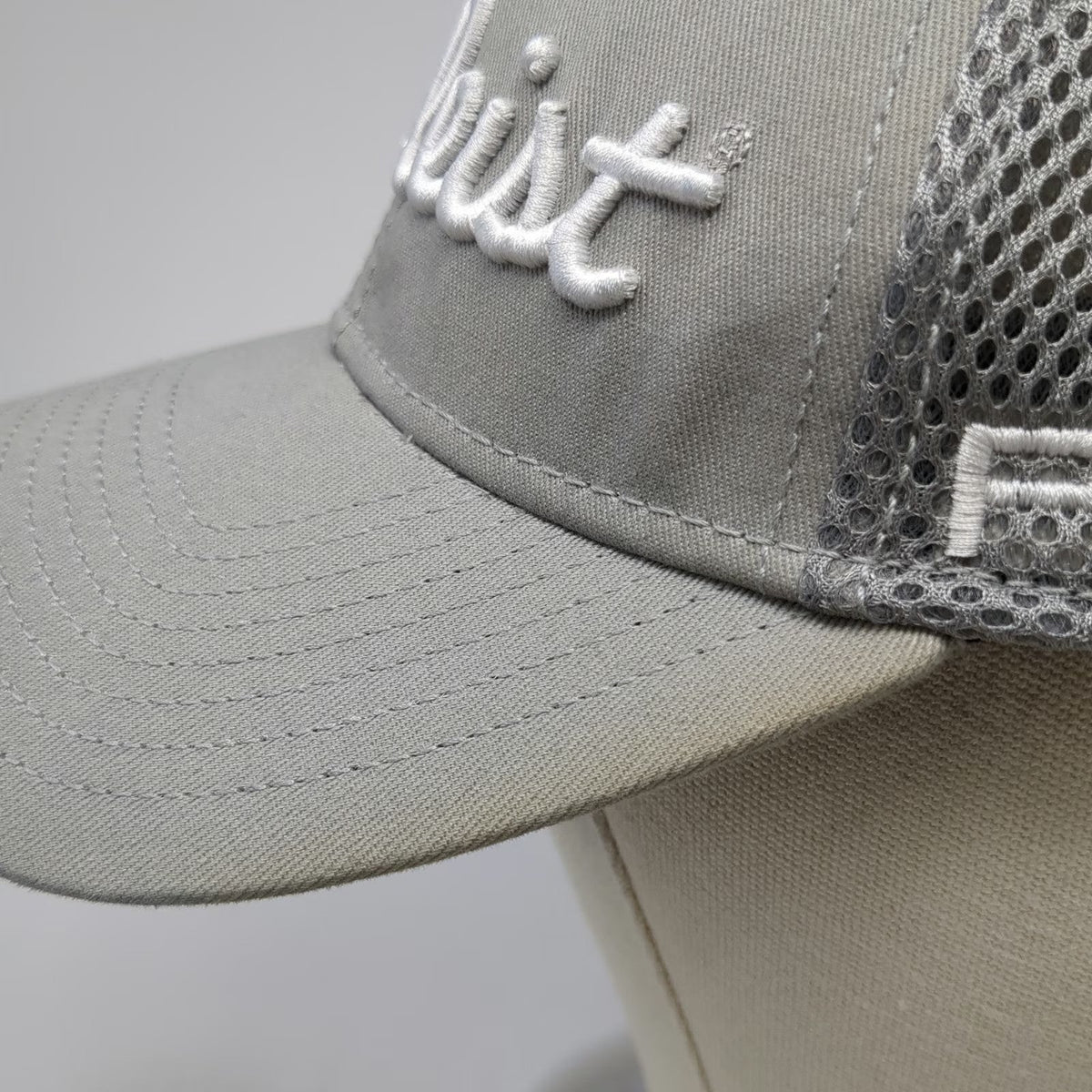 Titleist Baseball Cap Gray M Mesh Back Pro V1 FootJoy Stretch Fit New Era Hat