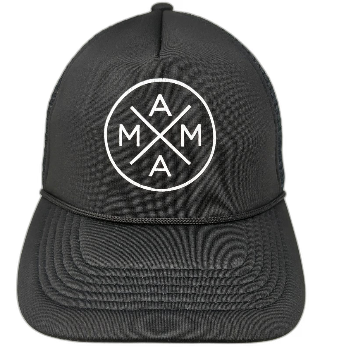 Trucker Hat Black One Size Mesh Back Snapback Foam Front Mama White Graphic