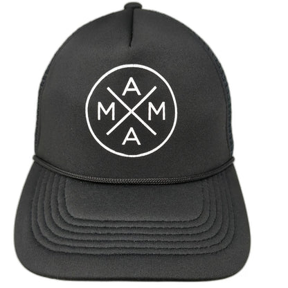 Trucker Hat Black One Size Mesh Back Snapback Foam Front Mama White Graphic