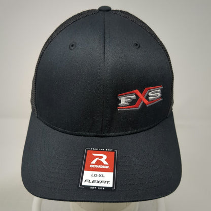 Richardson Baseball Cap Black XL Mesh Back Flexfit FXS Logo Embroidered Hat