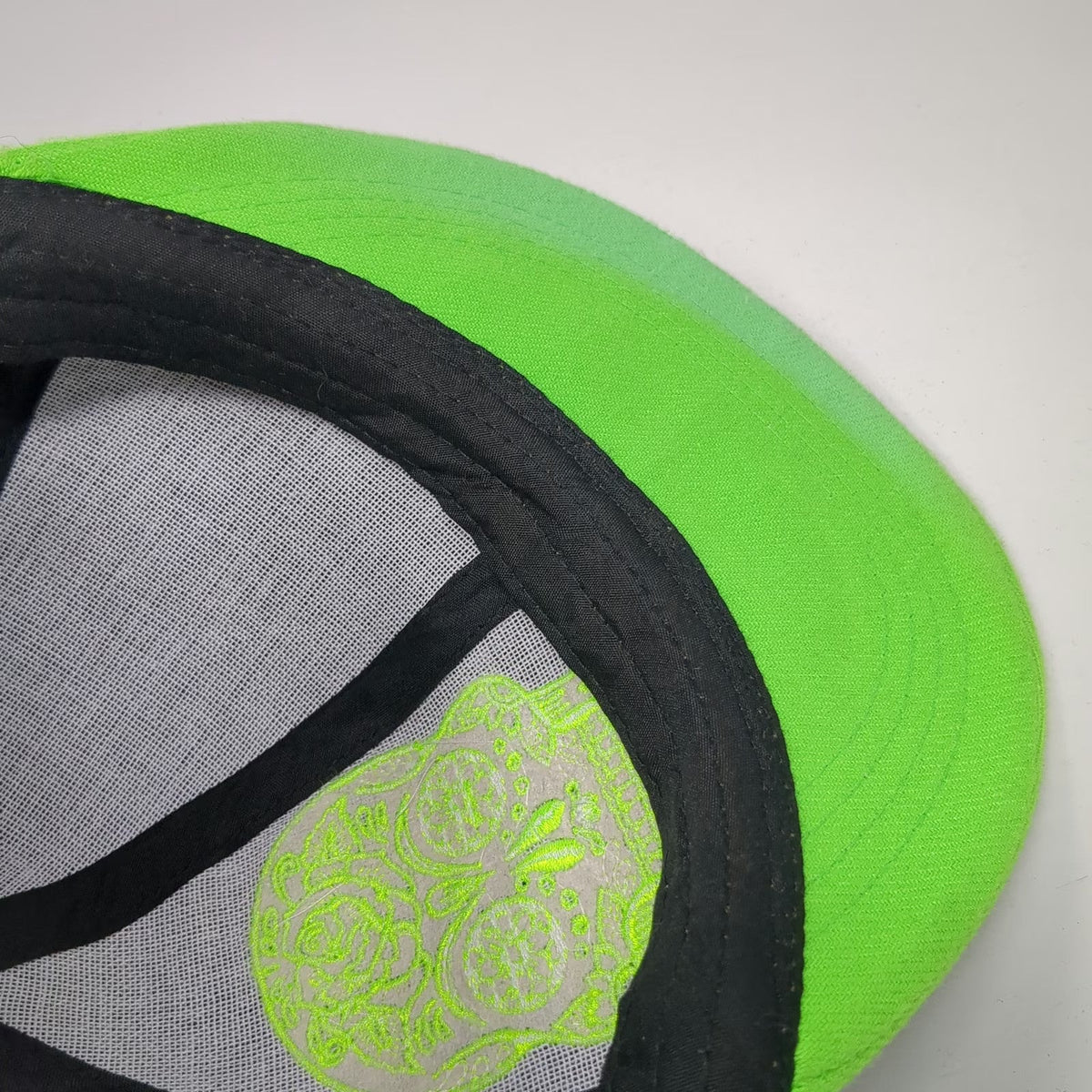 Six Flags Baseball Cap Black Green One Size Sugar Skull Day of the Dead Hat