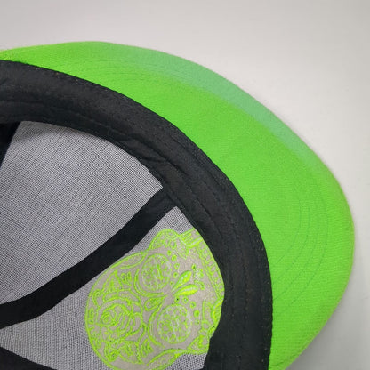 Six Flags Baseball Cap Black Green One Size Sugar Skull Day of the Dead Hat