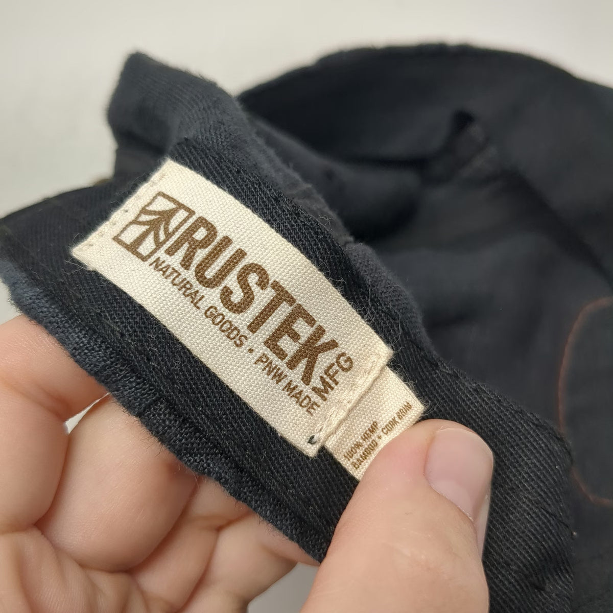 Rustek 5 Panel Black One Size Hemp Bamboo Cork Bend Oregon PNW Strapback Hat