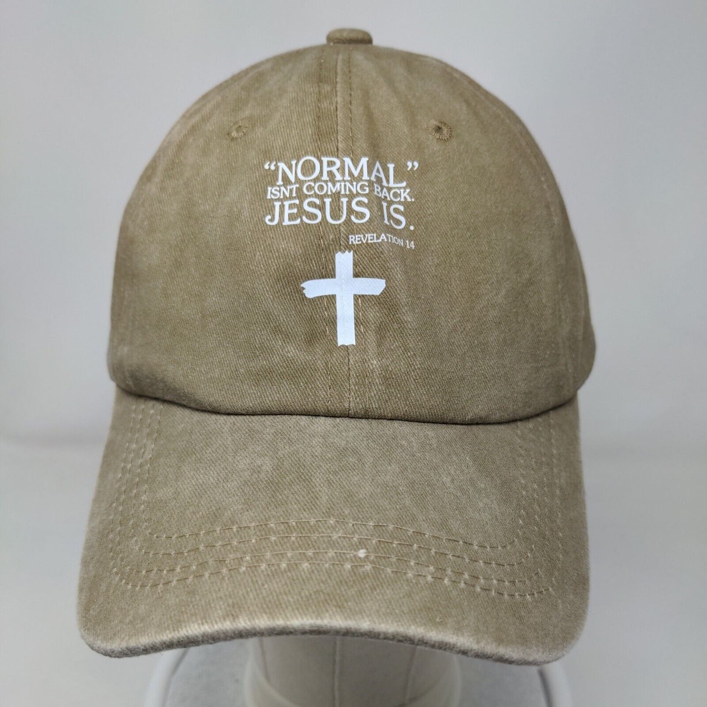 Normal Isn't Coming Back Jesus Is Revelation 14 Slideback Hat Tan One Size