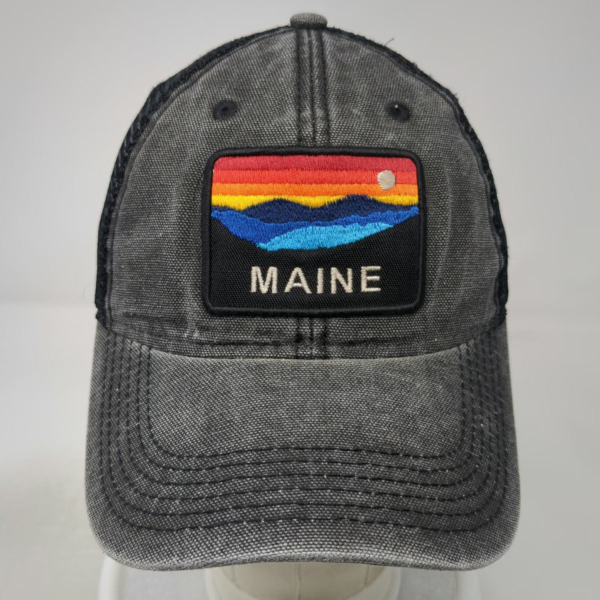 Legacy Trucker Hat Gray One Size Maine Sunset Mountain Mesh Snapback Adjustable