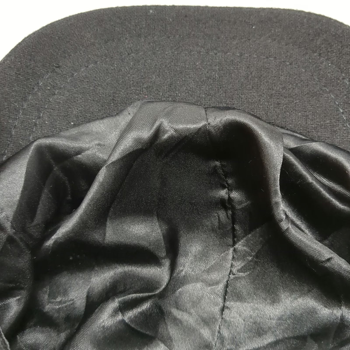 Nine West Army Cap Black One Size Wool Blend Buckle Strap Fashion Flat Top Hat
