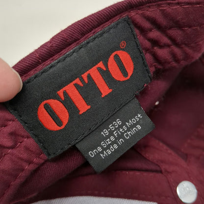 OTTO Sabra Logo Red White Baseball Cap One Size Hat Strapback Cotton Embroidered