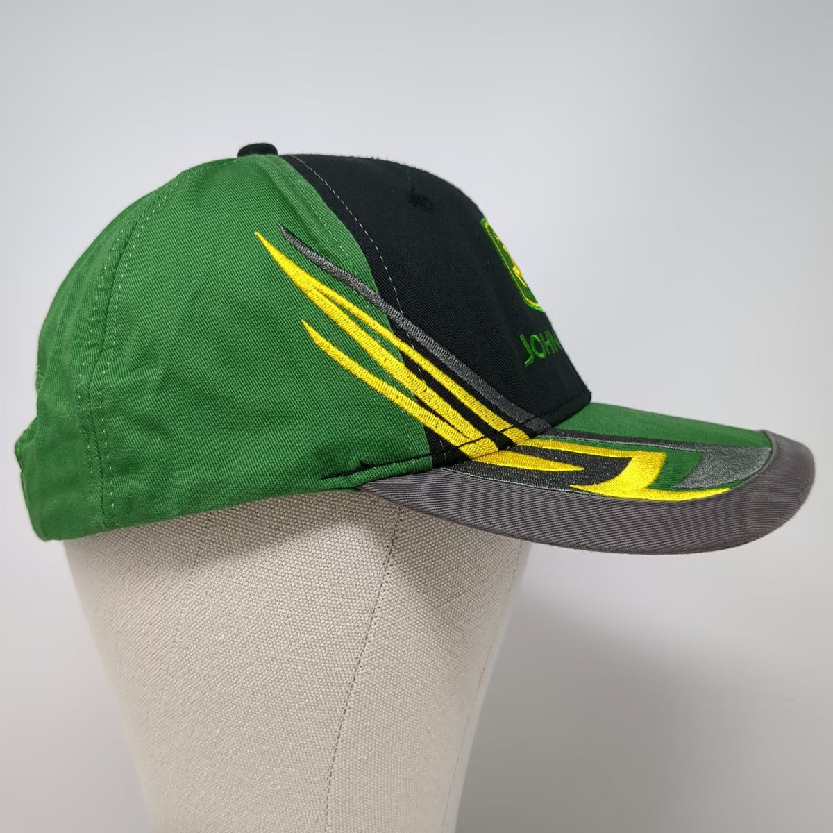 John Deere Baseball Cap Green Black Gray One Size Embroidered Graphic Logo Hat