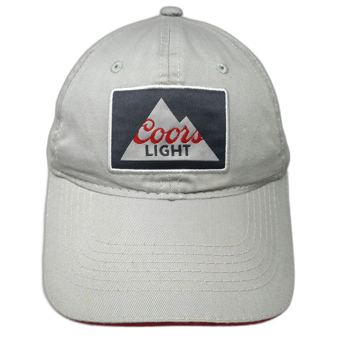 Signatures Coors Light Baseball Cap Gray One Size Red Trim Slideback Hat Patch