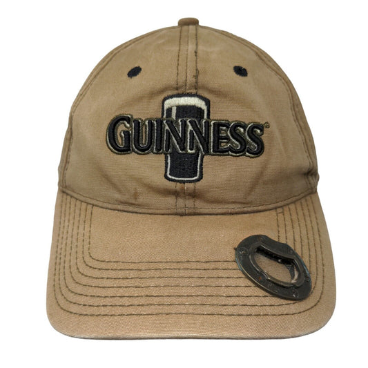 Guinness Beer Strapback Hat Tan OSFM Embroidered 6 Panel Bottle Opener