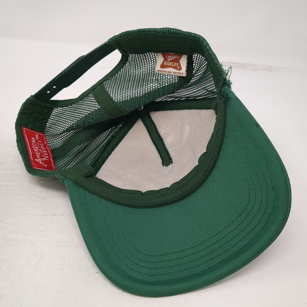 American Needle Trucker Hat Green One Size Miller High Life Mesh Snapback Rope