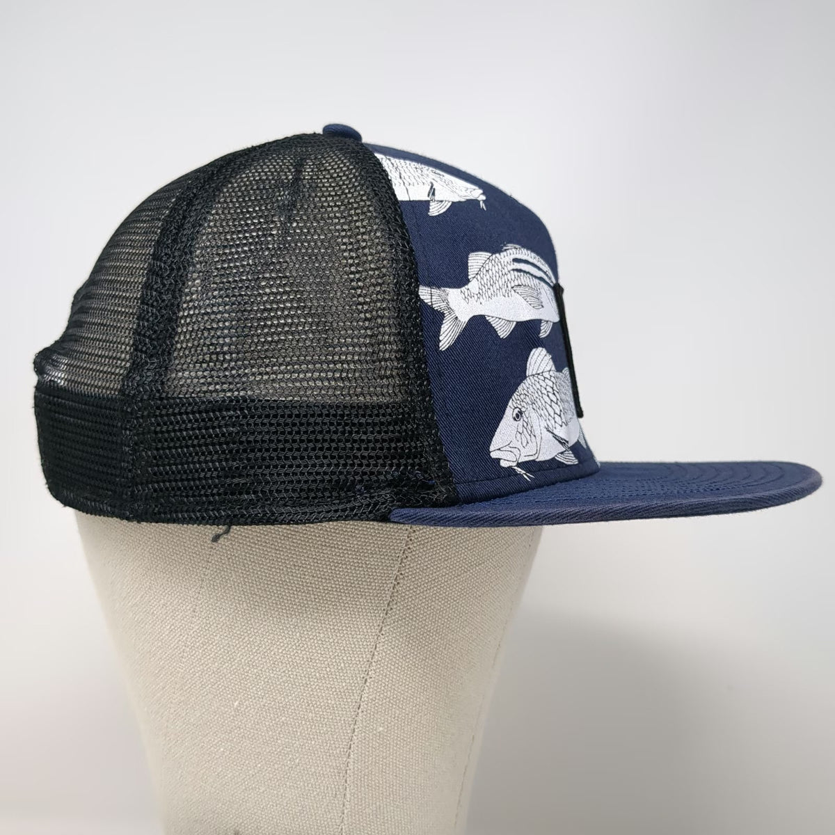 T&C Surf Designs Trucker Hat Blue One Size Fish Print Hawaii Aloha Mesh Back