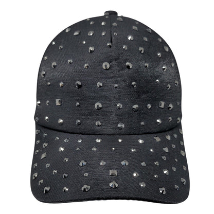Studded Bling Snapback Hat Black One Size Adjustable Embellished