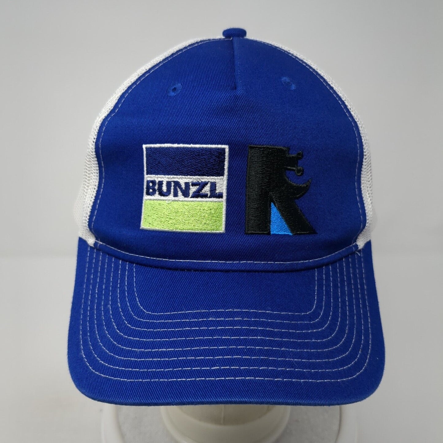 BUNZL Snapback Trucker Hat Blue One Size Adjustable Mesh Back Port Authority