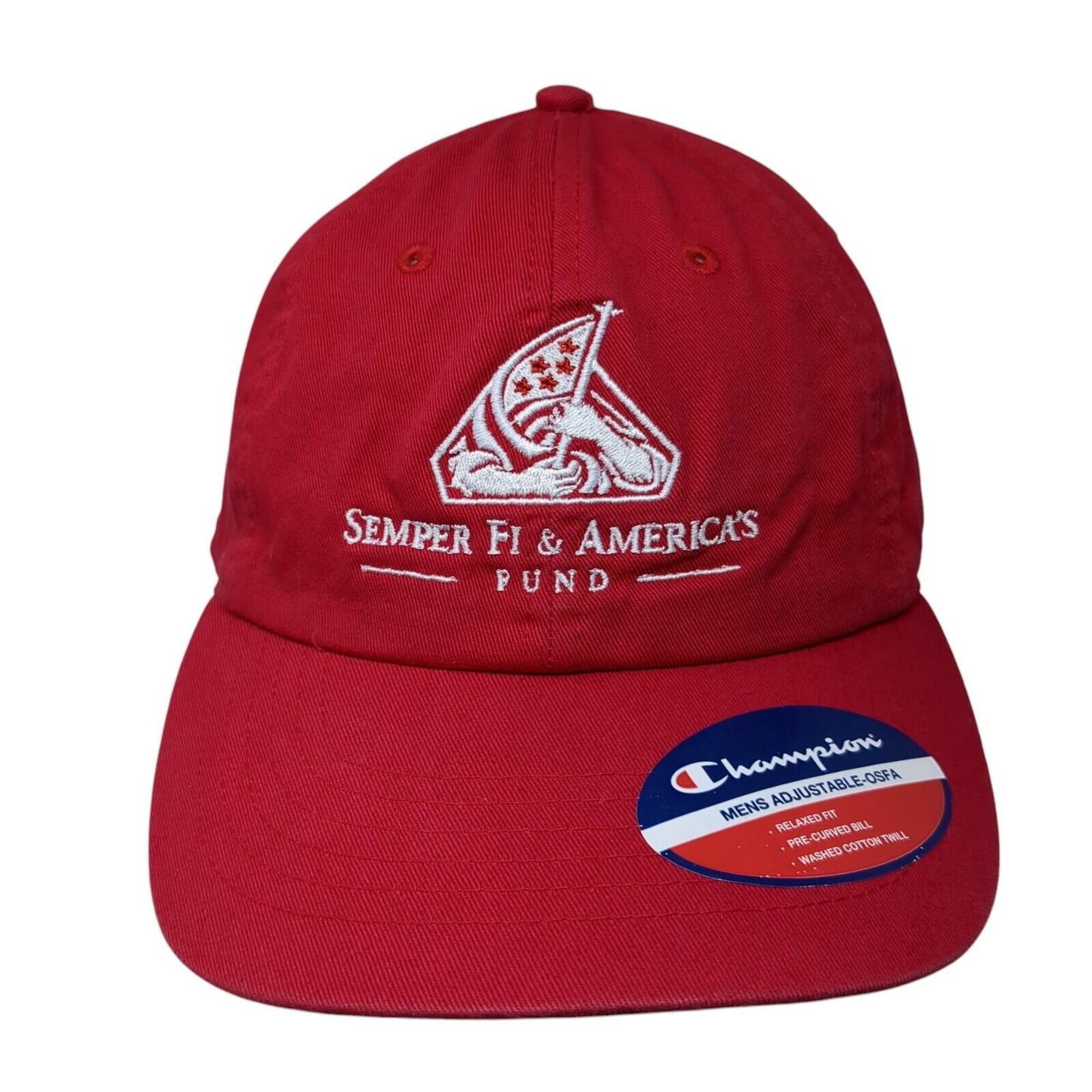Semper Fi& America's Fund Slideback Hat Red OS Adjustable Relaxed Fit Champion