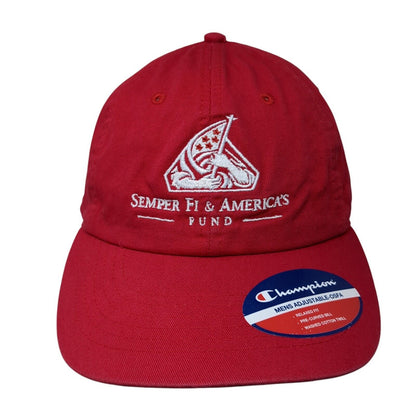 Semper Fi& America's Fund Slideback Hat Red OS Adjustable Relaxed Fit Champion