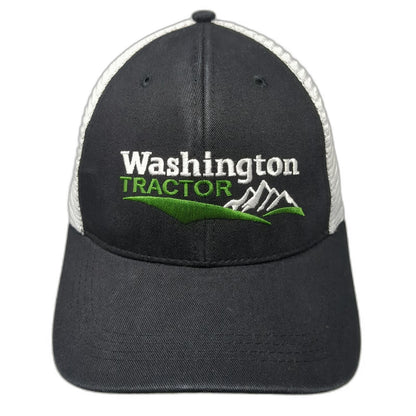 Washington Tractor Trucker Hat Black One Size Snapback Mesh Mountain Logo Cap
