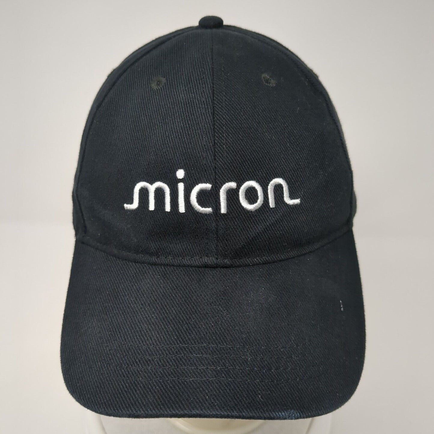 Micron Slideback Hat Black One Size Adjustable 6 Panel Embroidered