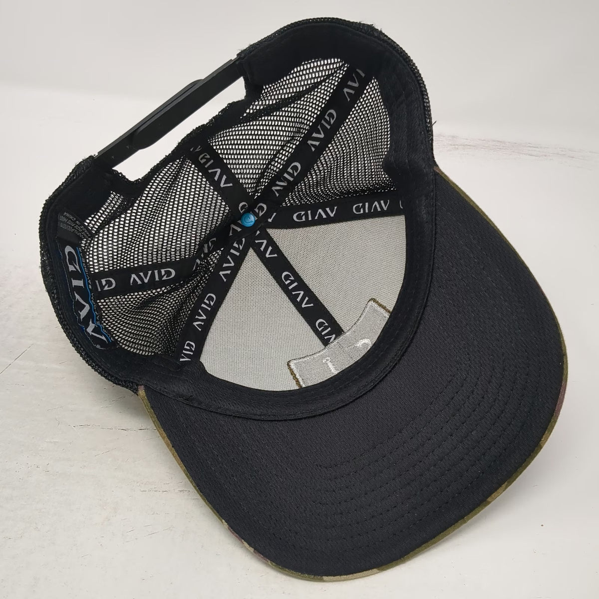 AVID Trucker Hat Green Camo One Size Fishing Hook Patch Mesh Snapback