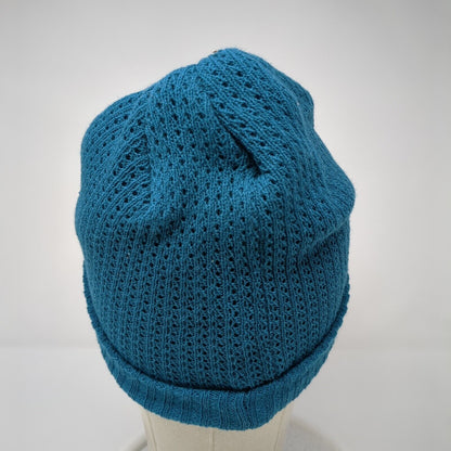 Unbranded Knit Beanie Hat Blue One Size Solid Stretch Blank Outdoor