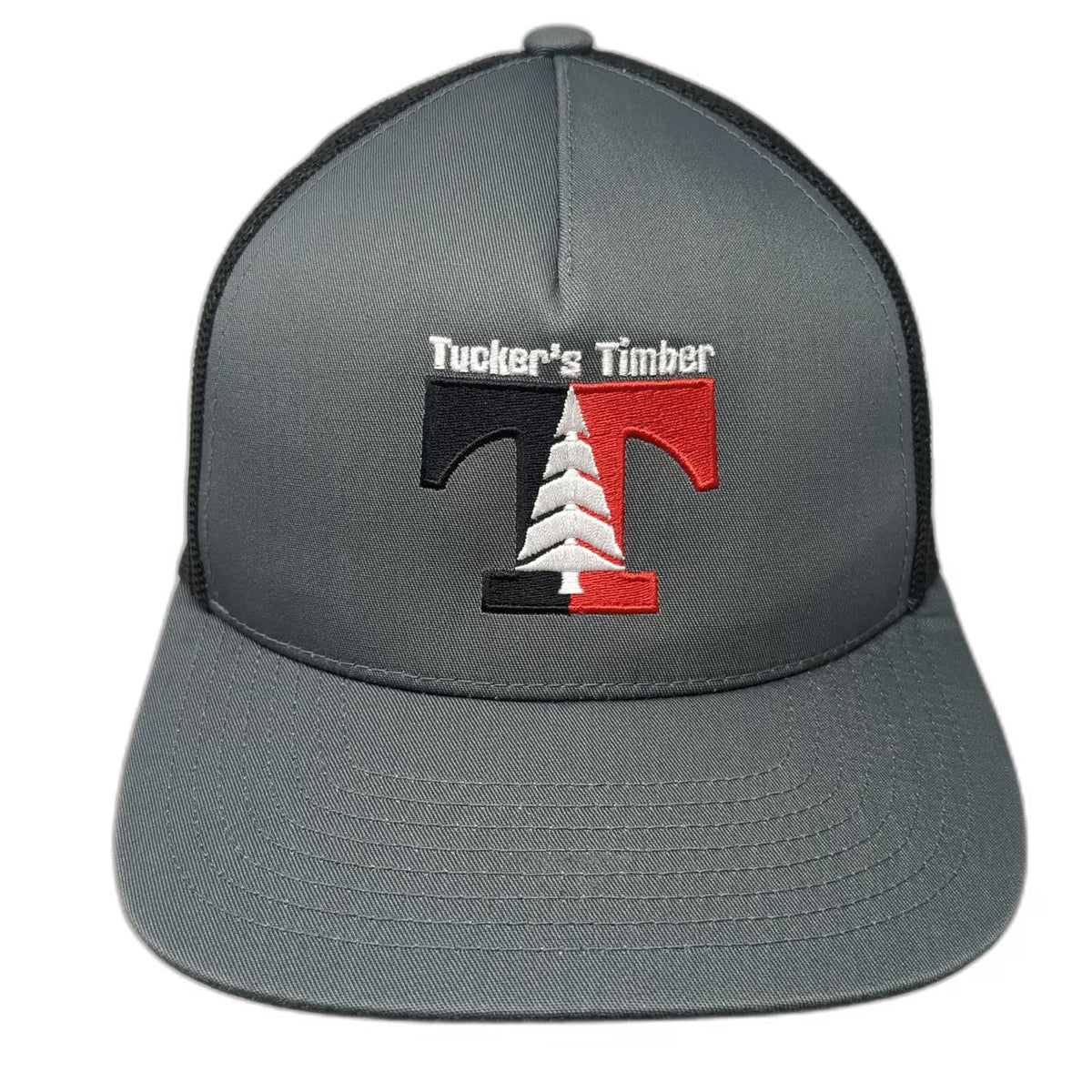 Pacific Headwear Gray OSFM Trucker Hat Tuckers Timber Pine Tree Mesh Snapback