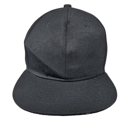 Unbranded Snapback Hat Solid Black One Size Adjustable Blank 6 Panel