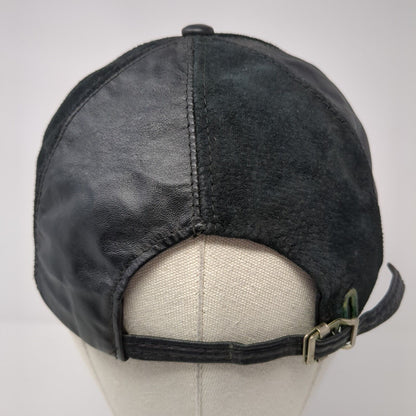 Unbranded Slideback Hat Black One Size Adjustable Genuine Leather Blank