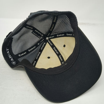 Ariat Trucker Hat Black One Size Mesh Back Snapback Flexfit 110 Curved Brim