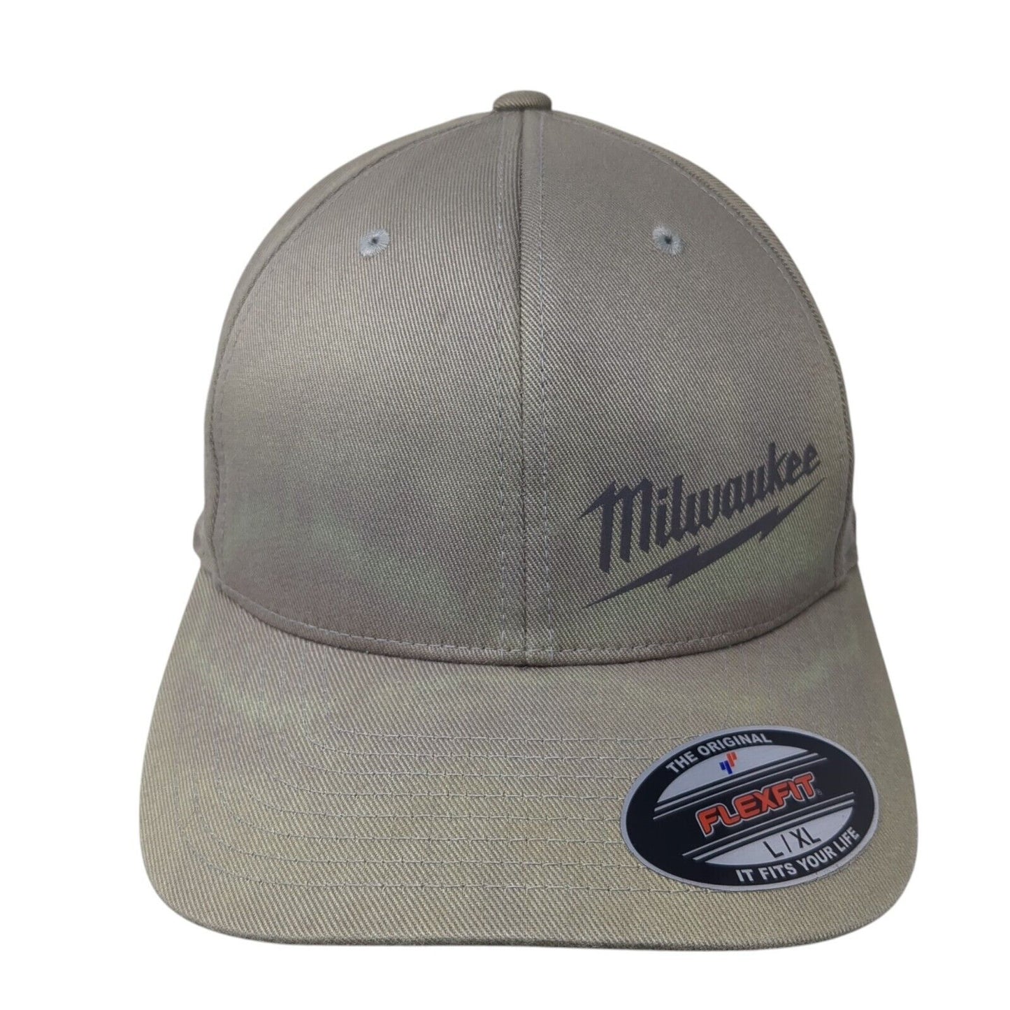 Milwaukee Fitted Hat Brown L/XL Flexfit Lightweight Vented Holes 6 Panel Yupoong